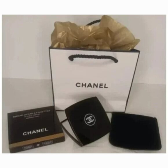 AUTHENTIC CHANEL MIRROR DOUBLE FACETTES MIRROR DUO COMPACT CLASSIC BLACK - Picture 5 of 6